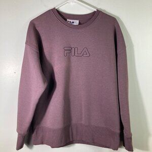 Womens Fila Crewneck Sweatshirt Purple L Cotton‎ Polyester